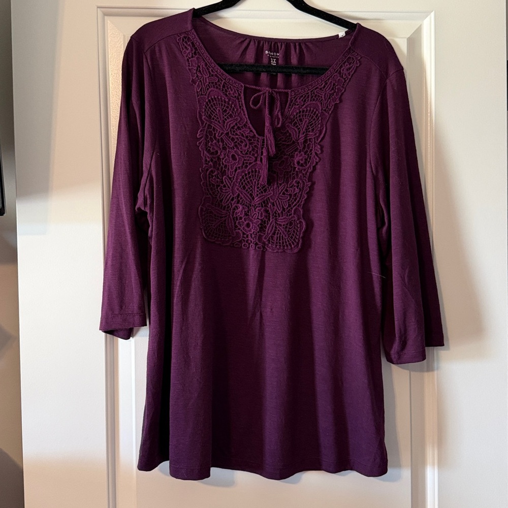 Sonoma Plum Crochet-Detail Tunic Top